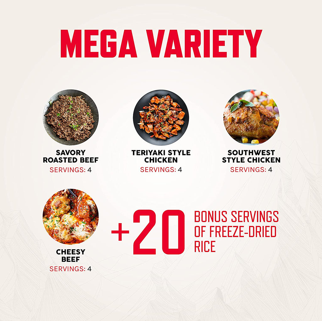 Readywise 60 Serving Freeze Dried Meat Bucket + 20 Servings of Rice