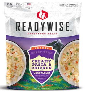 ReadyWise Crest Peak Creamy Pasta & Chicken - 2.5 Serving Pouch (6 Pack)