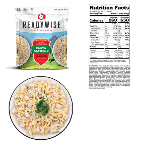 Image of ReadyWise Old Country Pasta Alfredo With Chicken - 6 Pack Case