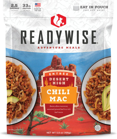 Image of ReadyWise Desert High Chili Mac With Beef 2.5 Servings Meat & Pasta - 6 Per Case