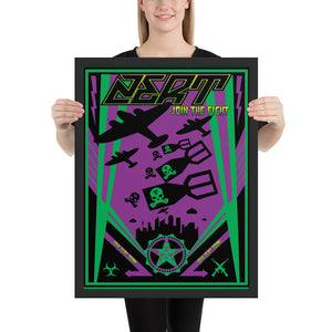 ZERT Join The Fight Framed Poster - Green & Purple
