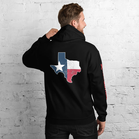 Image of ZERT Texas State Troop Unisex Hoodie - Red ZERT Nation Sleeve Logo