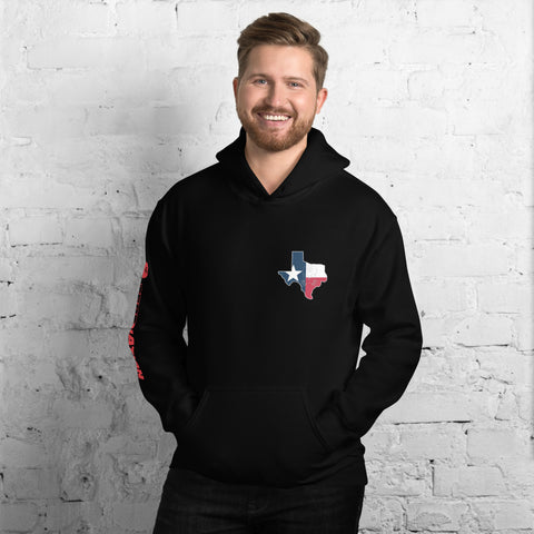 Image of ZERT Texas State Troop Unisex Hoodie - Red ZERT Nation Sleeve Logo