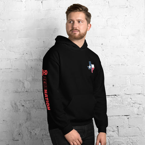 Image of ZERT Texas State Troop Unisex Hoodie - Red ZERT Nation Sleeve Logo