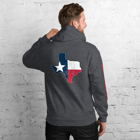 Image of ZERT Texas State Troop Unisex Hoodie - Red ZERT Nation Sleeve Logo