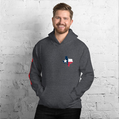 Image of ZERT Texas State Troop Unisex Hoodie - Red ZERT Nation Sleeve Logo