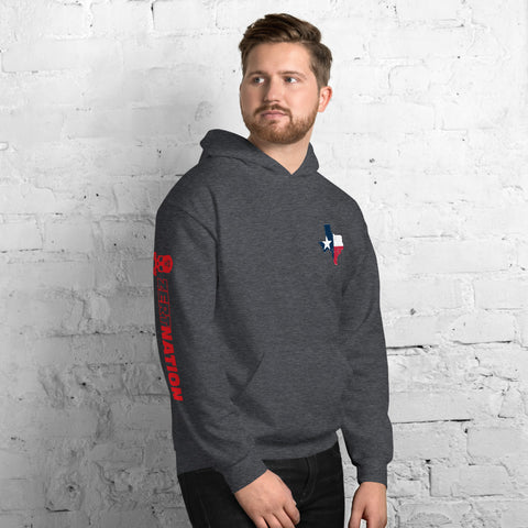 Image of ZERT Texas State Troop Unisex Hoodie - Red ZERT Nation Sleeve Logo