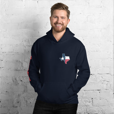 Image of ZERT Texas State Troop Unisex Hoodie - Red ZERT Nation Sleeve Logo