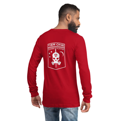 Image of Tier One Zombie Hunter White Logo Unisex Long Sleeve Tee